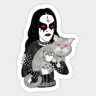 Metal Head with a Cat 2020 Miskeldesign Sticker